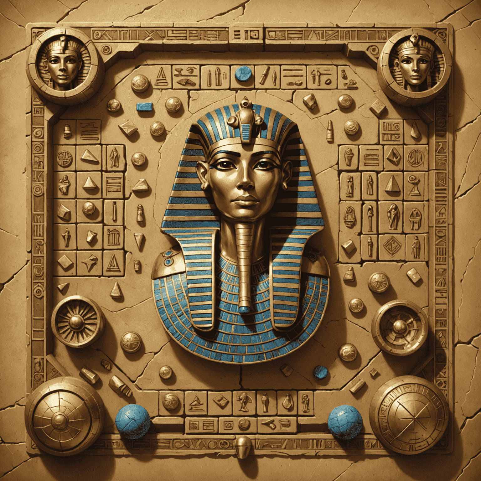 Concept art for Mummy's Gold board game, showing Egyptian-themed game pieces and board layouts